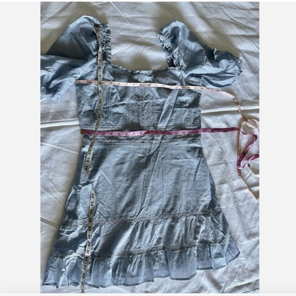 NEW Reformation Paxton Puff Sleeve Lace Embroidered Mini Dress Size 12 - Picture 8 of 13